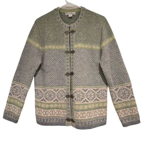 Vintage Telluride Clothing Co. Wool Nordic Alpine Cardigan Blue Green, Sz Small - Picture 1 of 7